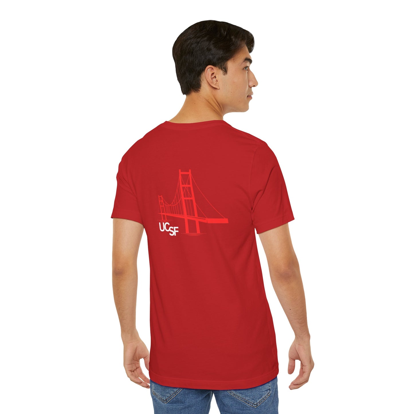 Simple Work Dark Colored Red Bridges Unisex Jersey Short Sleeve Tee