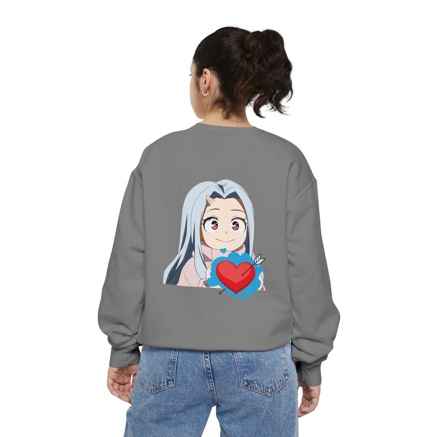 Cute Anime Heart Sweatshirt, Gift for Anime Lovers, Cozy Casual Wear, Perfect for Birthdays or Holidays, Unisex Sweatshirt