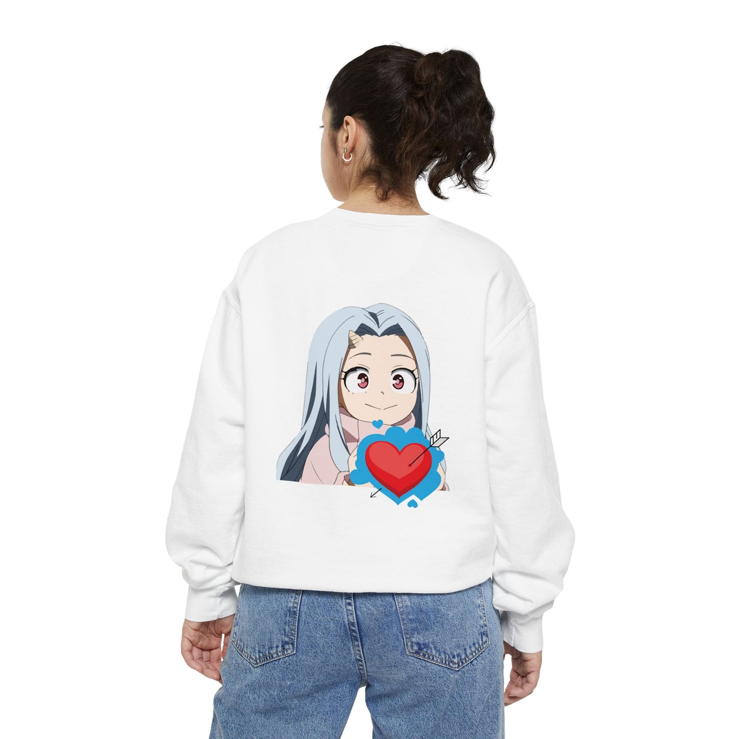 Cute Anime Heart Sweatshirt, Gift for Anime Lovers, Cozy Casual Wear, Perfect for Birthdays or Holidays, Unisex Sweatshirt