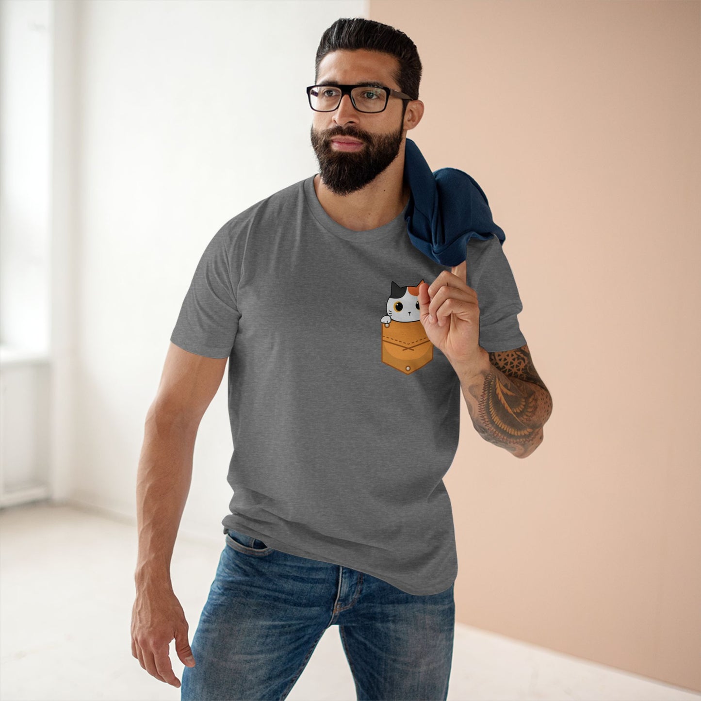 Cat in Pocket Tee