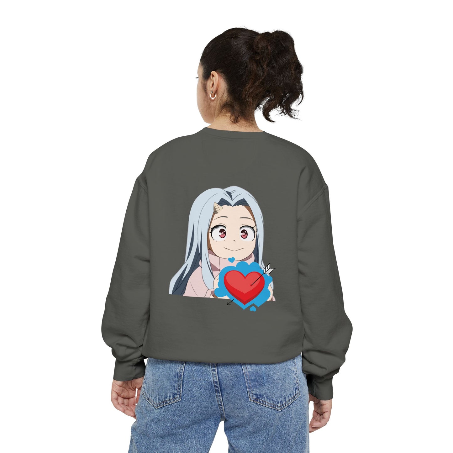 Cute Anime Heart Sweatshirt, Gift for Anime Lovers, Cozy Casual Wear, Perfect for Birthdays or Holidays, Unisex Sweatshirt