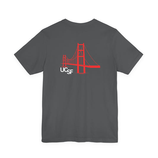 Simple Work Dark Colored Red Bridges Unisex Jersey Short Sleeve Tee