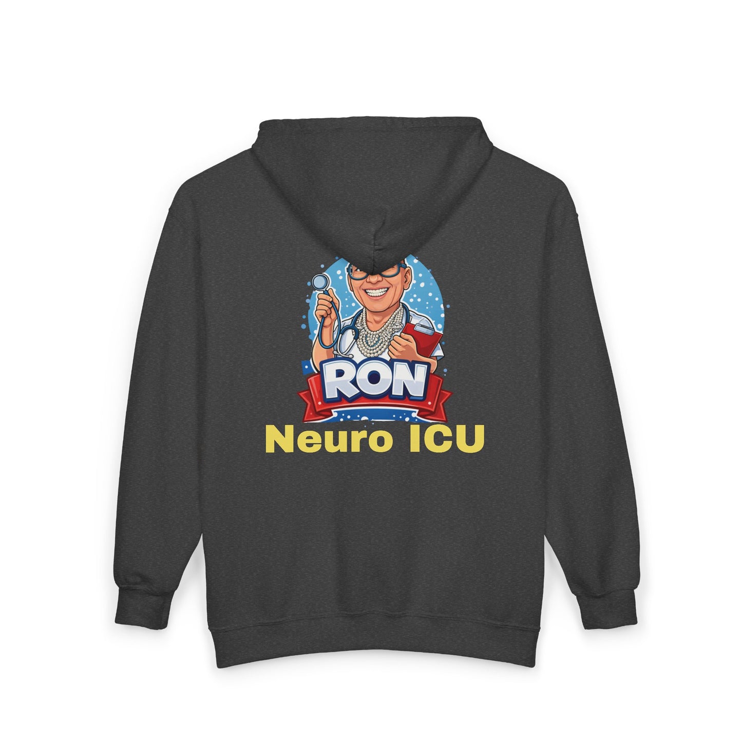 RON Front and Back Simple Work Yellow Bridge Neuro ICU Cozy Unisex Zip Hoodie