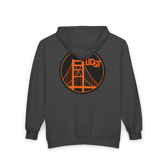 Simple Work Orange Black Golden Gate Cozy Unisex Zip Hoodie - Perfect for Casual Outings, Gifts, Affordable Streetwear, and Everyday Comfort