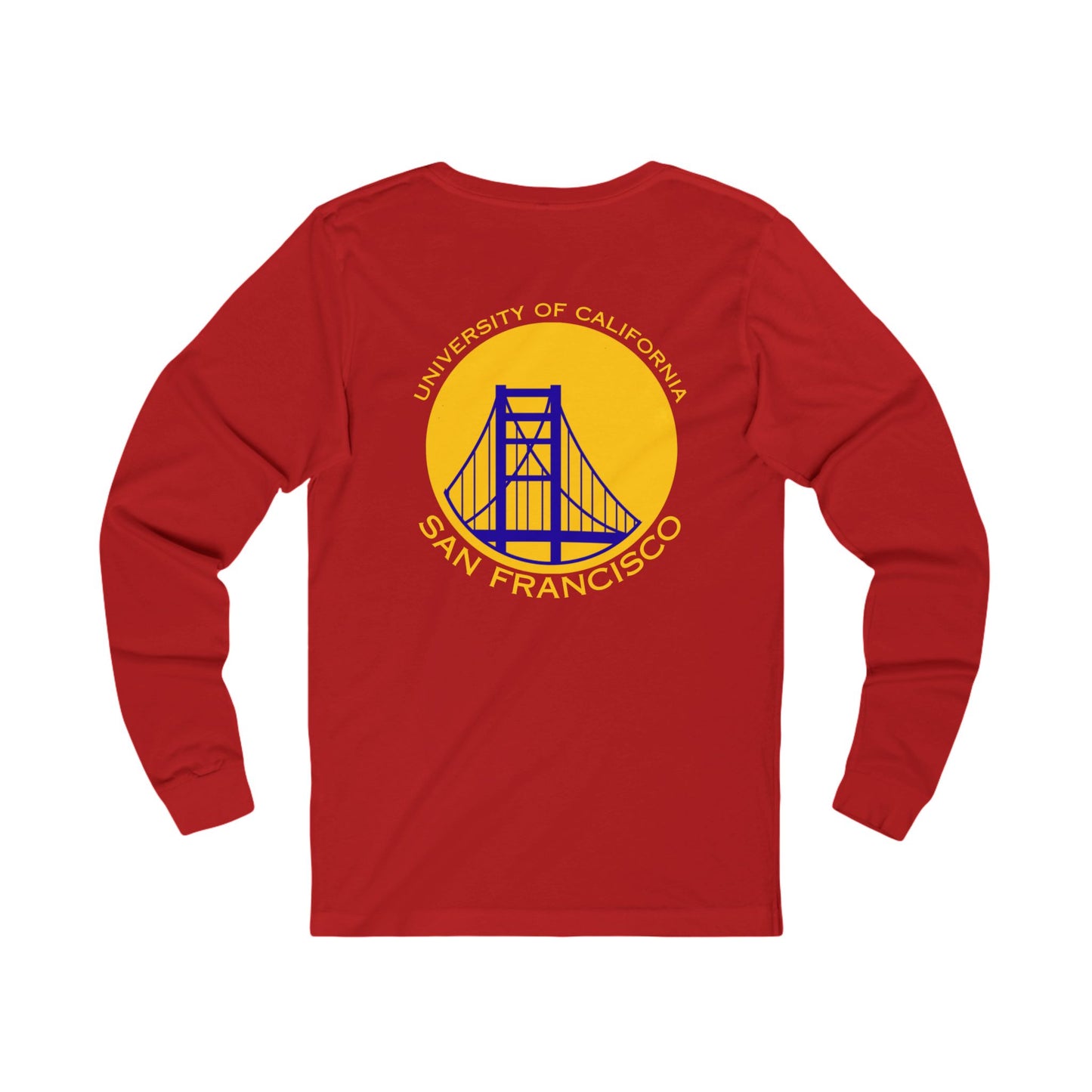 Simple Work Yellow Blue Golden Gate Unisex Long Sleeve Tee with UCSF Design, Comfortable Apparel, Gift for Students, Casual Wear, Stylish Layering Option