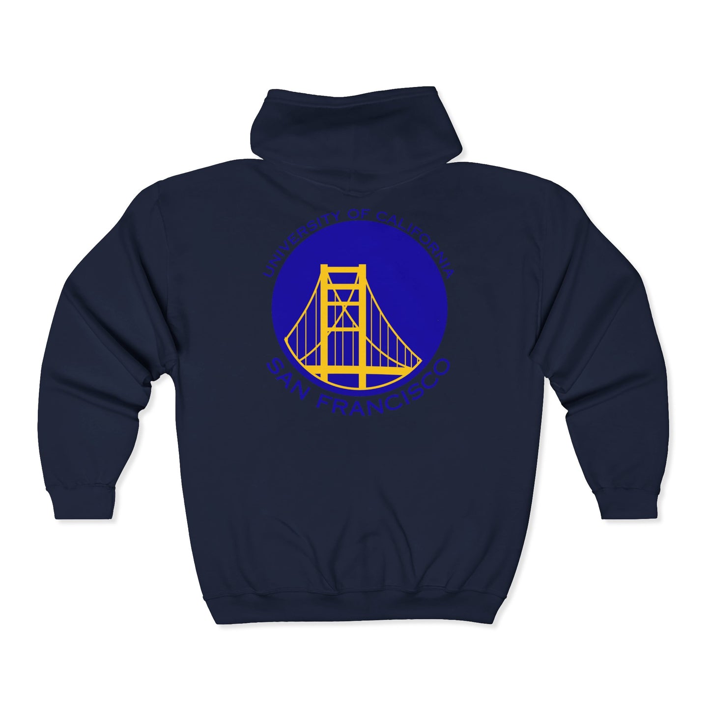 Simple Work Blue Yellow Golden Gate Cozy Unisex Zip Hoodie - Perfect for Casual Outings, Gifts, Affordable Streetwear, and Everyday Comfort