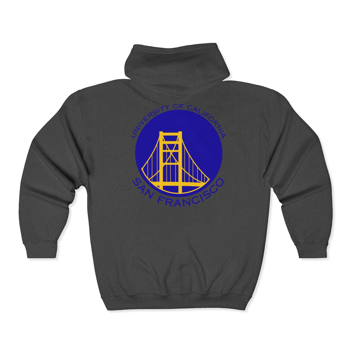 Simple Work Blue Yellow Golden Gate Cozy Unisex Zip Hoodie - Perfect for Casual Outings, Gifts, Affordable Streetwear, and Everyday Comfort