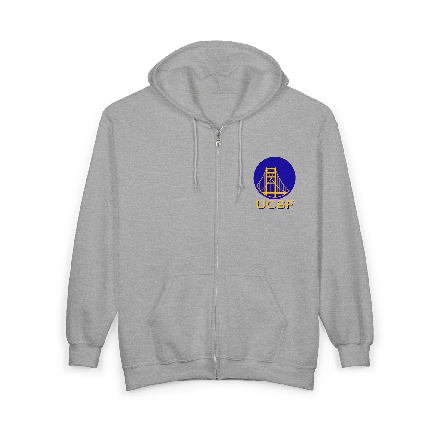 Simple Work Blue Yellow Golden Gate Cozy Unisex Zip Hoodie - Perfect for Casual Outings, Gifts, Affordable Streetwear, and Everyday Comfort