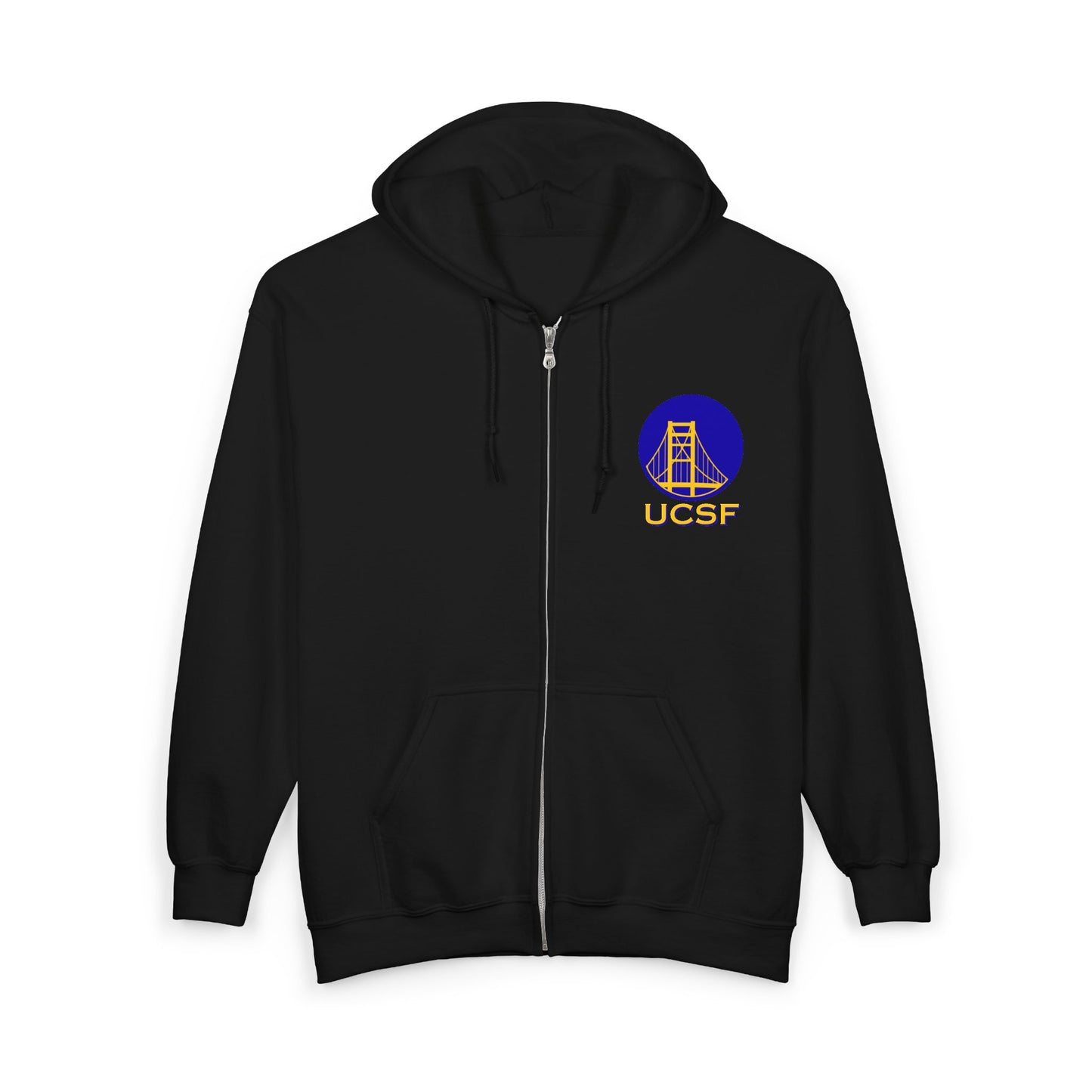Simple Work Blue Yellow Golden Gate Cozy Unisex Zip Hoodie - Perfect for Casual Outings, Gifts, Affordable Streetwear, and Everyday Comfort