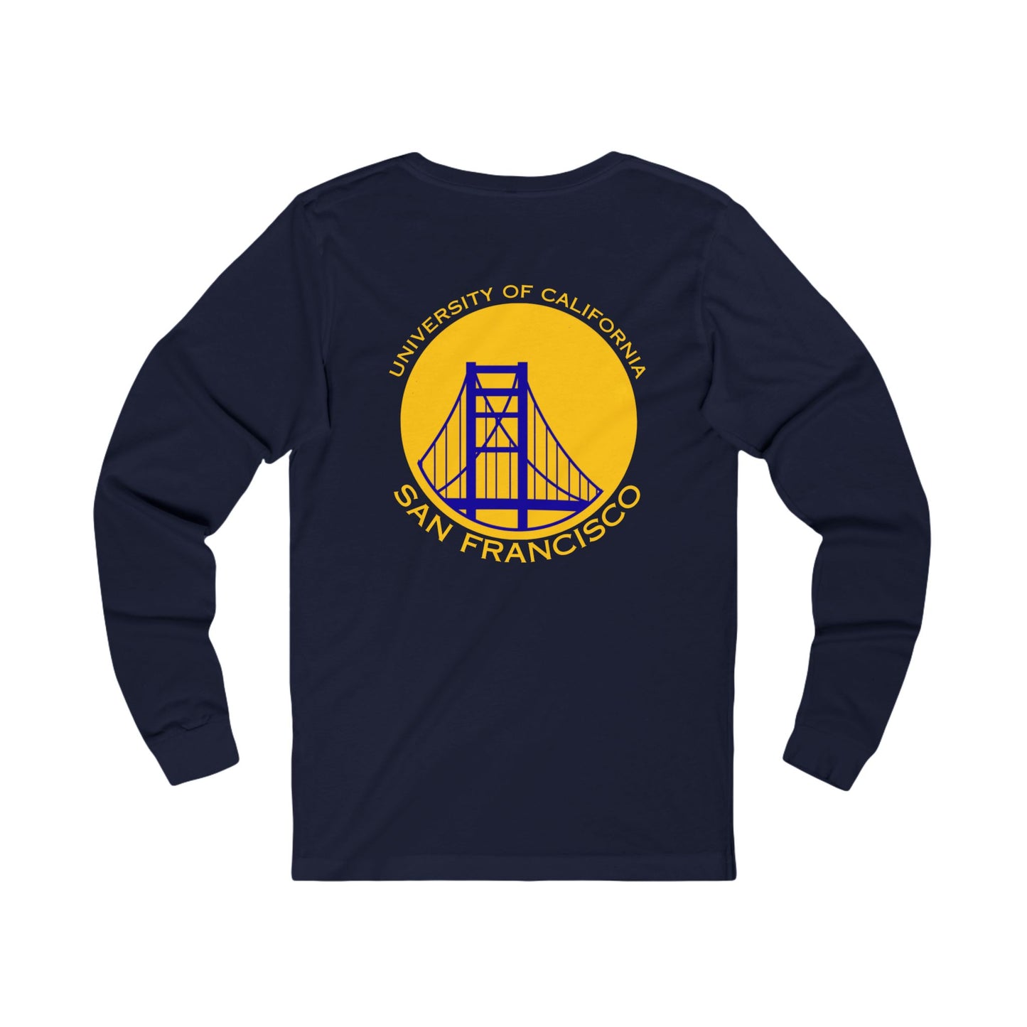 Simple Work Yellow Blue Golden Gate Unisex Long Sleeve Tee with UCSF Design, Comfortable Apparel, Gift for Students, Casual Wear, Stylish Layering Option
