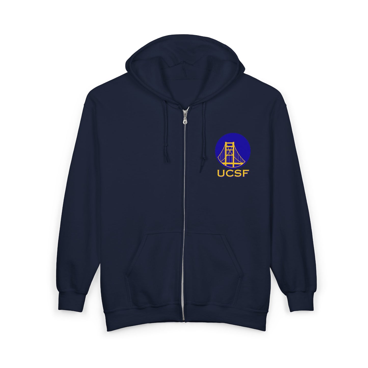 Simple Work Blue Yellow Golden Gate Cozy Unisex Zip Hoodie - Perfect for Casual Outings, Gifts, Affordable Streetwear, and Everyday Comfort