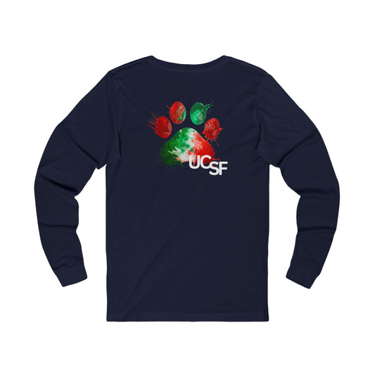 Simple Work Bear Paw Unisex Long Sleeve Tee with UCSF Design, Comfortable Apparel, Gift for Students, Casual Wear, Stylish Layering Option