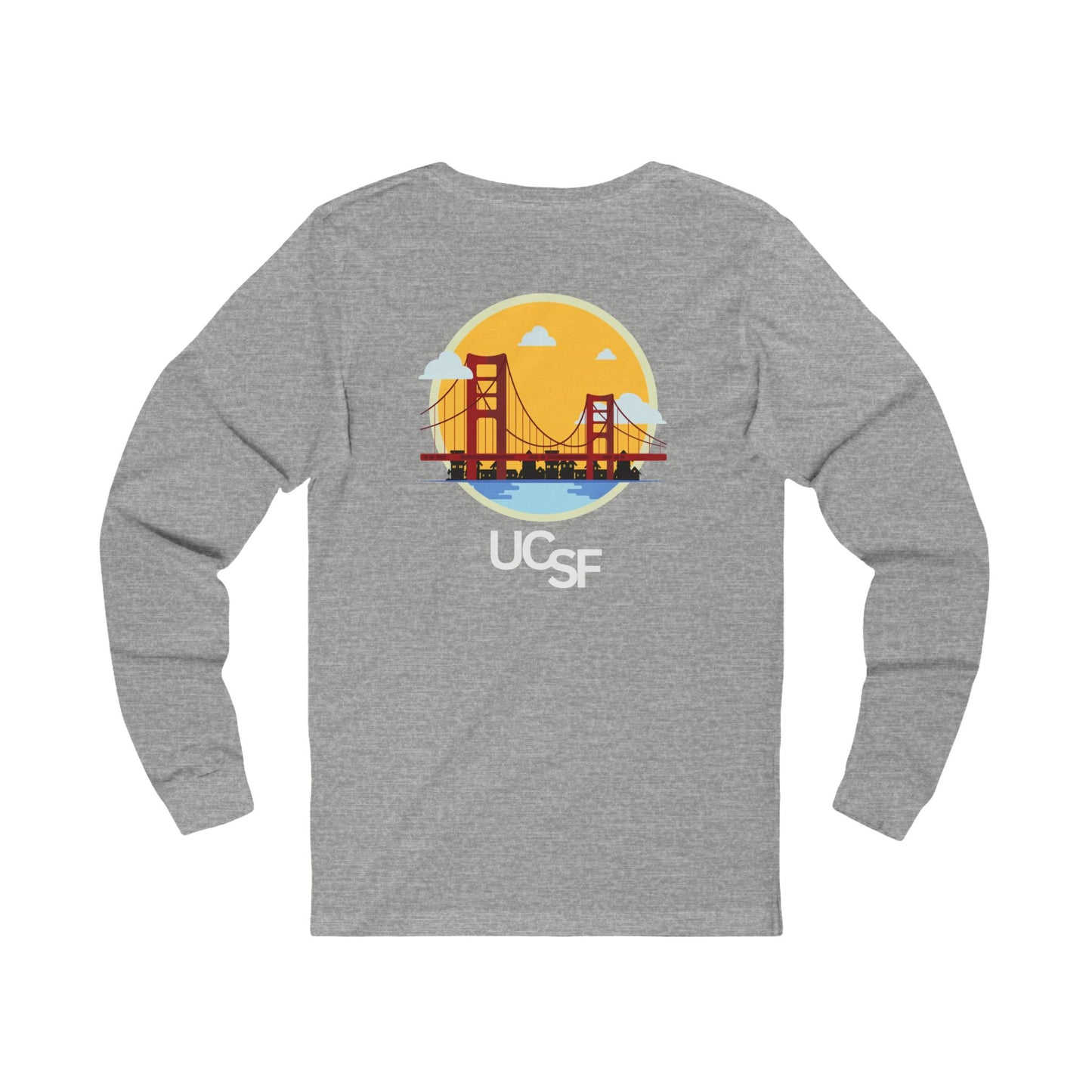 Simple Work Yellow SF Bridge Unisex Long Sleeve Tee with UCSF Design, Comfortable Apparel, Gift for Students, Casual Wear, Stylish Layering Option