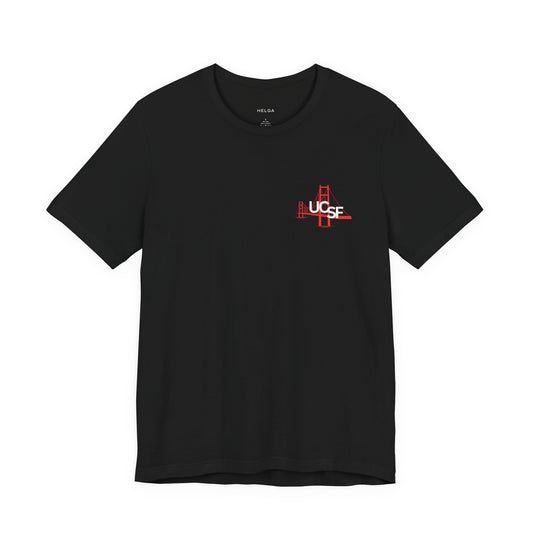 Simple Work Dark Colored Red Bridges Unisex Jersey Short Sleeve Tee