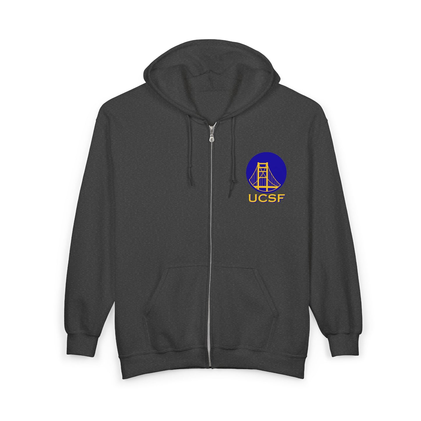 Simple Work Blue Yellow Golden Gate Cozy Unisex Zip Hoodie - Perfect for Casual Outings, Gifts, Affordable Streetwear, and Everyday Comfort