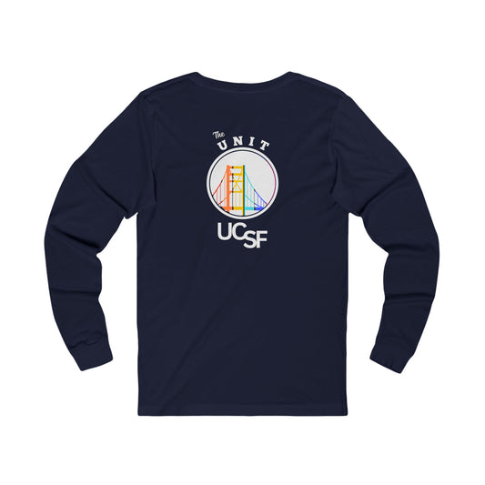 Simple Work The Unit White Unisex Long Sleeve Tee with UCSF Design, Comfortable Apparel, Gift for Students, Casual Wear, Stylish Layering Option