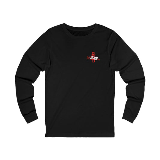 Simple Work Yellow SF Bridge Unisex Long Sleeve Tee with UCSF Design, Comfortable Apparel, Gift for Students, Casual Wear, Stylish Layering Option