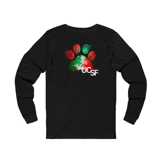 Simple Work Bear Paw Unisex Long Sleeve Tee with UCSF Design, Comfortable Apparel, Gift for Students, Casual Wear, Stylish Layering Option