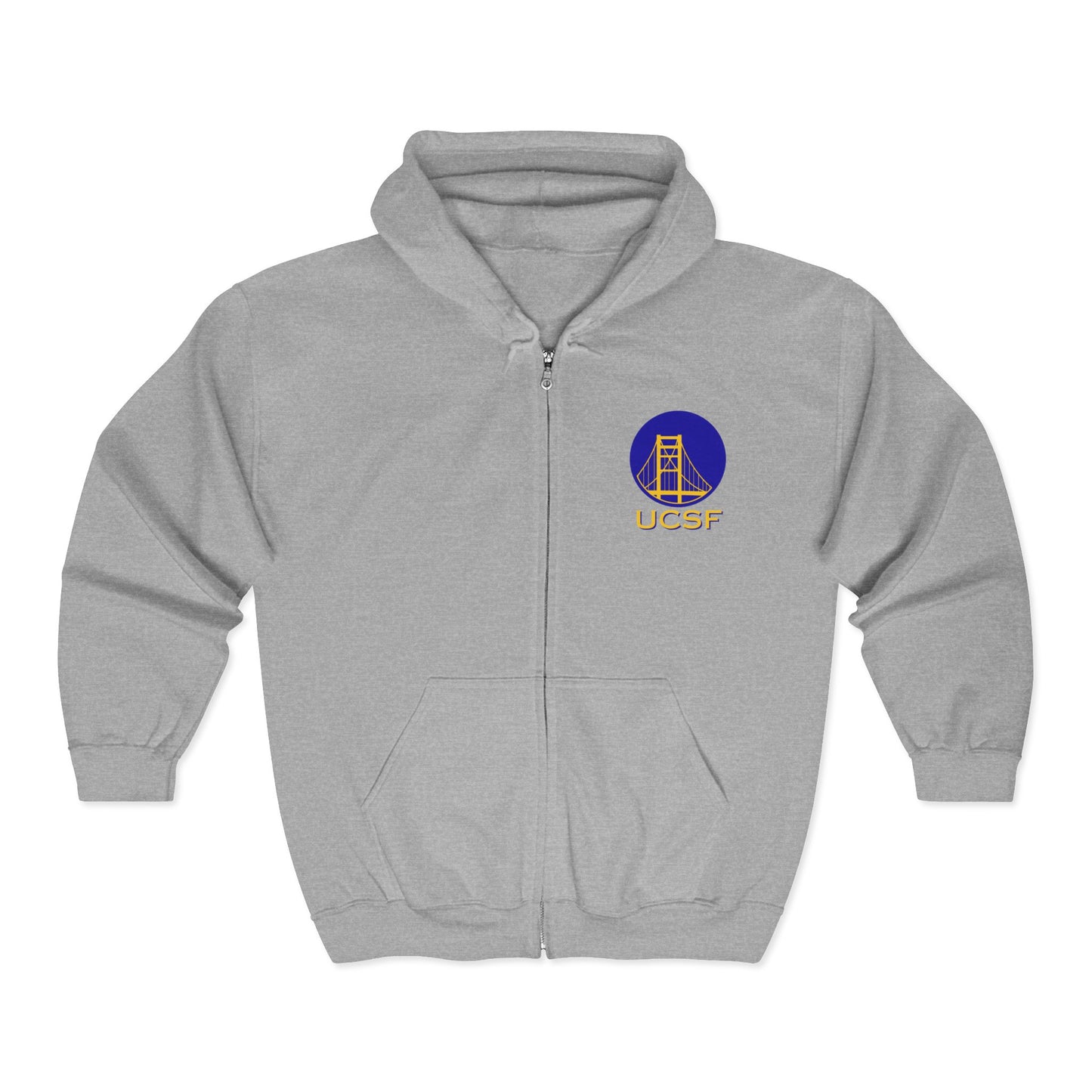 Simple Work Blue Yellow Golden Gate Cozy Unisex Zip Hoodie - Perfect for Casual Outings, Gifts, Affordable Streetwear, and Everyday Comfort