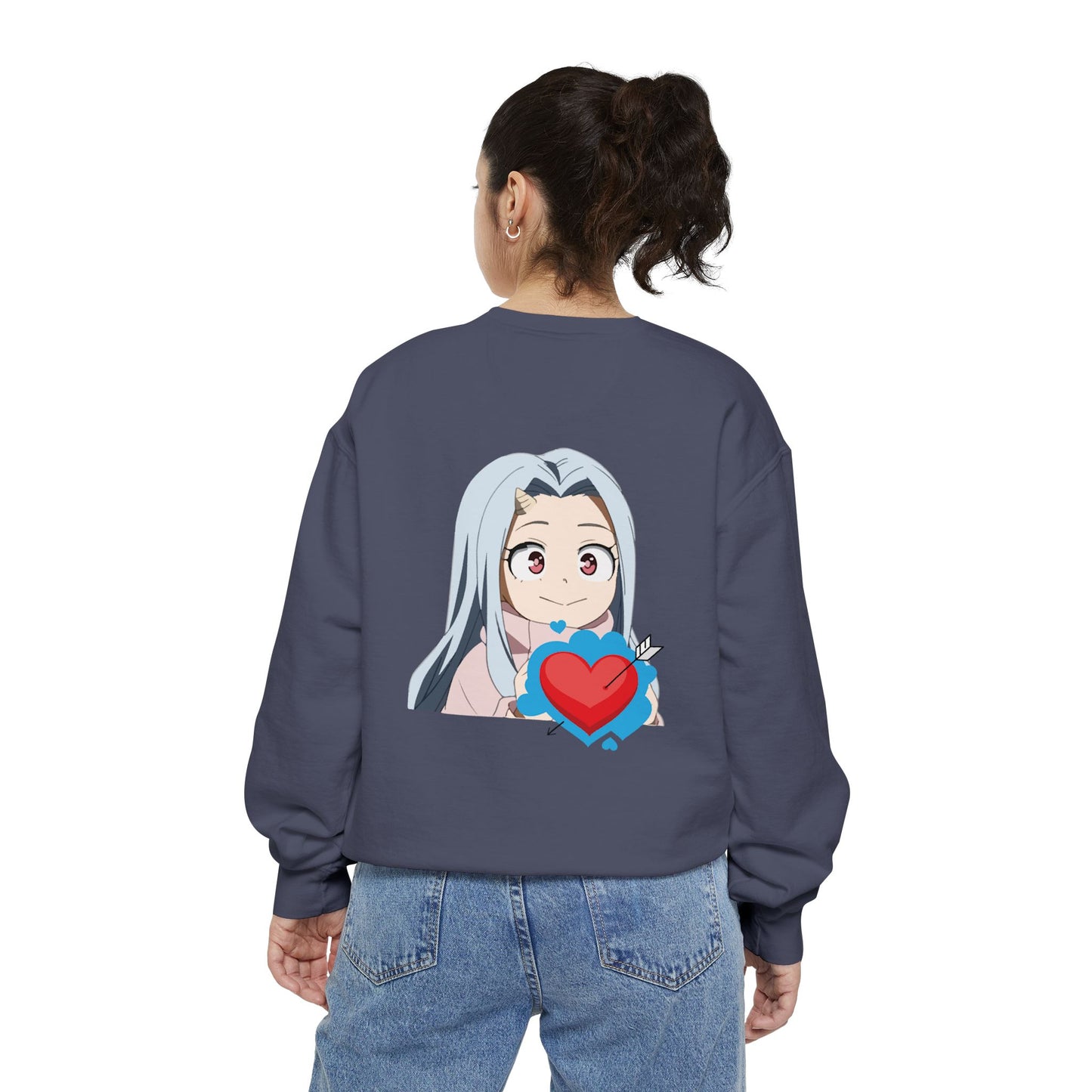 Cute Anime Heart Sweatshirt, Gift for Anime Lovers, Cozy Casual Wear, Perfect for Birthdays or Holidays, Unisex Sweatshirt