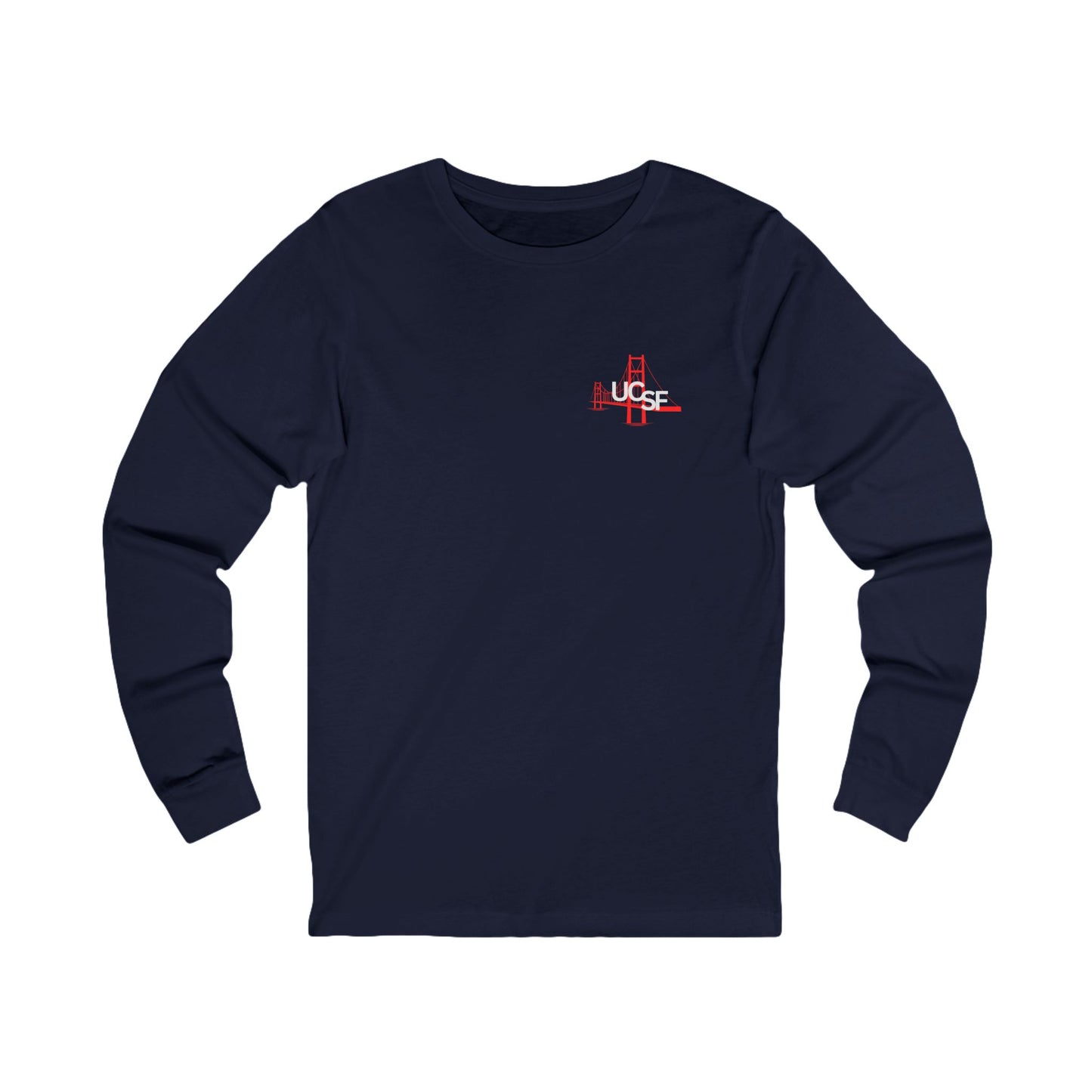 Simple Work Yellow SF Bridge Unisex Long Sleeve Tee with UCSF Design, Comfortable Apparel, Gift for Students, Casual Wear, Stylish Layering Option